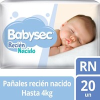 Pañal Babysec Recien Nacido - Bolsa 20 UN